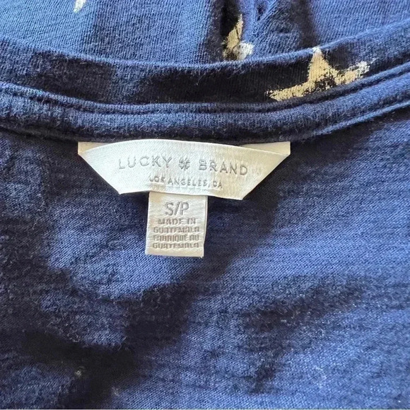 Lucky Brand Women’s 100% Cotton Navy Blue Short Sleeve V-Neck T-Shirt Top - Picture 8 of 11